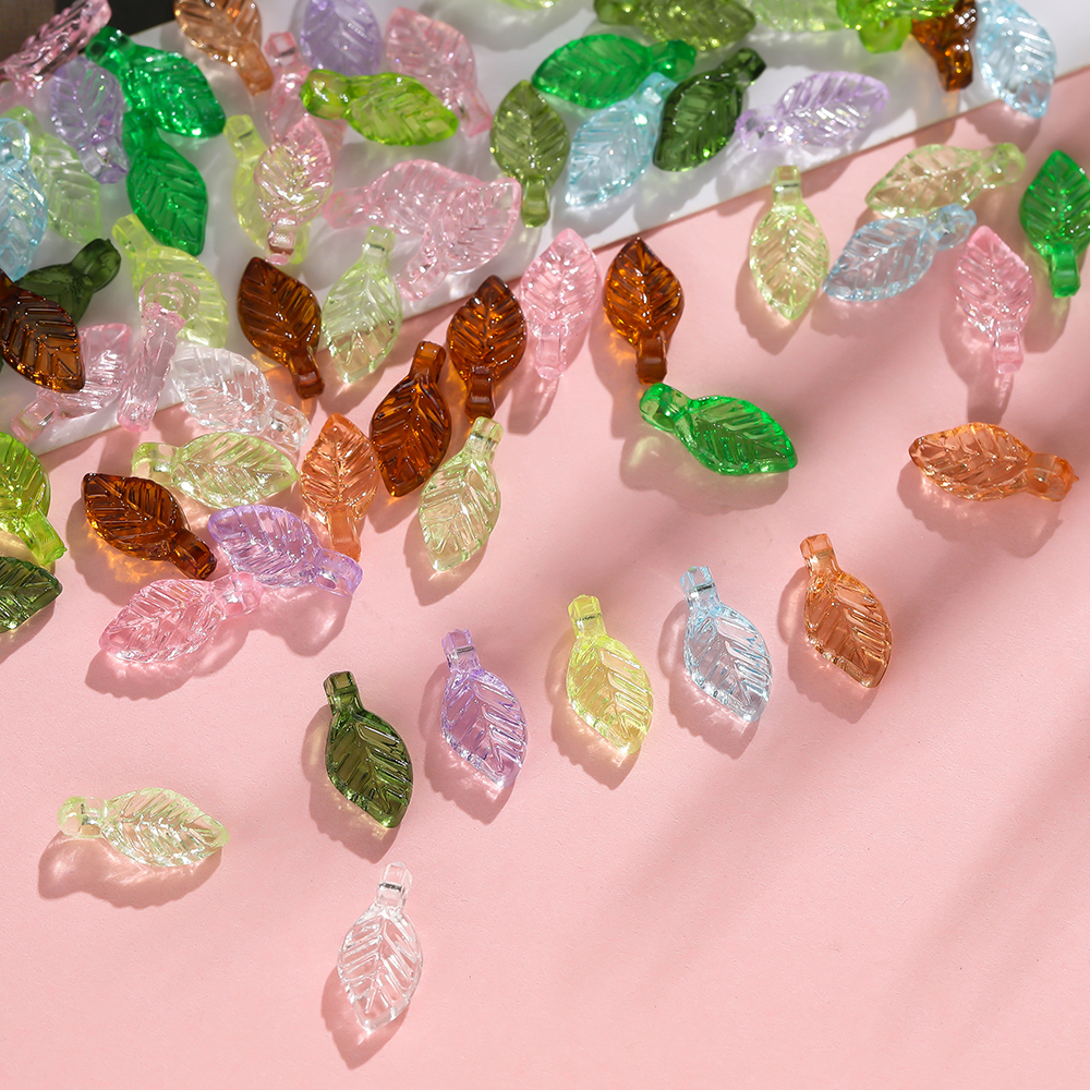 Resin Craft Supplies - Acrylic Leaf Shaped Spacer Beads Charms