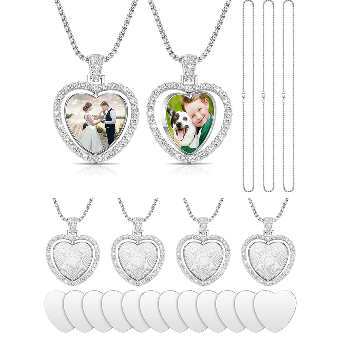Bezels Set Pendant - 24Pcs Sublimation Rhinestone Trays Pendant Set,