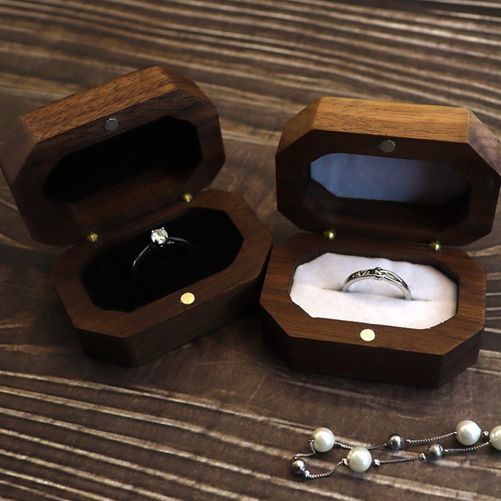 Wood Ring Blank - Rectangle Proposal Ring Wooden Packaging Box