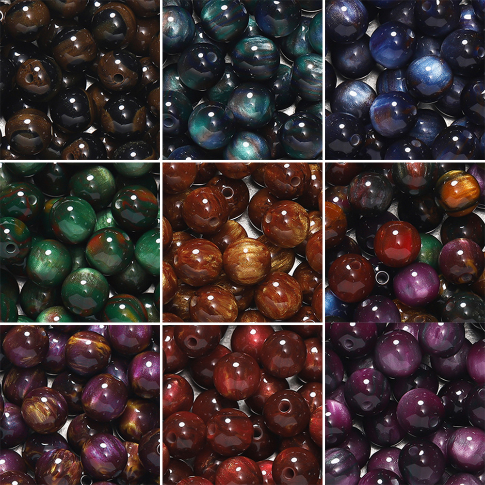 Resin Craft Material - 20-50pcs/lot Glitter Imitation Cat Eye Round