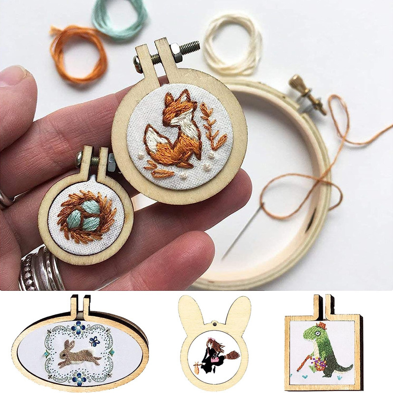 Wood Ring Blank - 5pcs Mini Wood Embroidery Hoop Ring