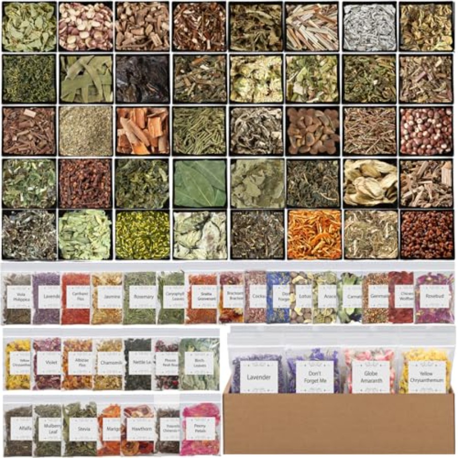 Dried Flower Bulk - 70pack Witchcraft Supplies Herbs Kit Dried