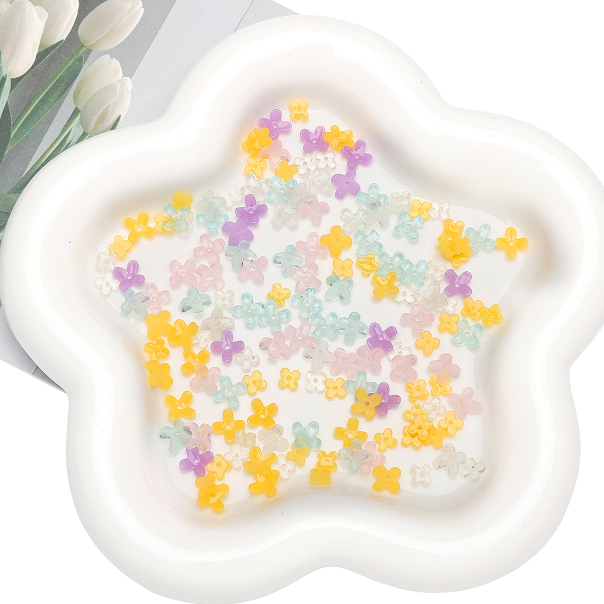 20pcs 5 7mm Resin 4 Petals Flo - Resin Craft Projects recension och pris