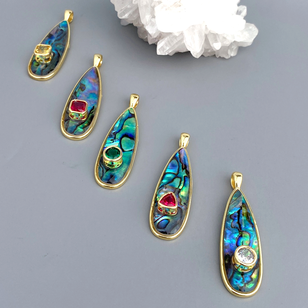 5 Pcs Natural Abalone Shell Mu - Bezels Set Pendant recension och pris
