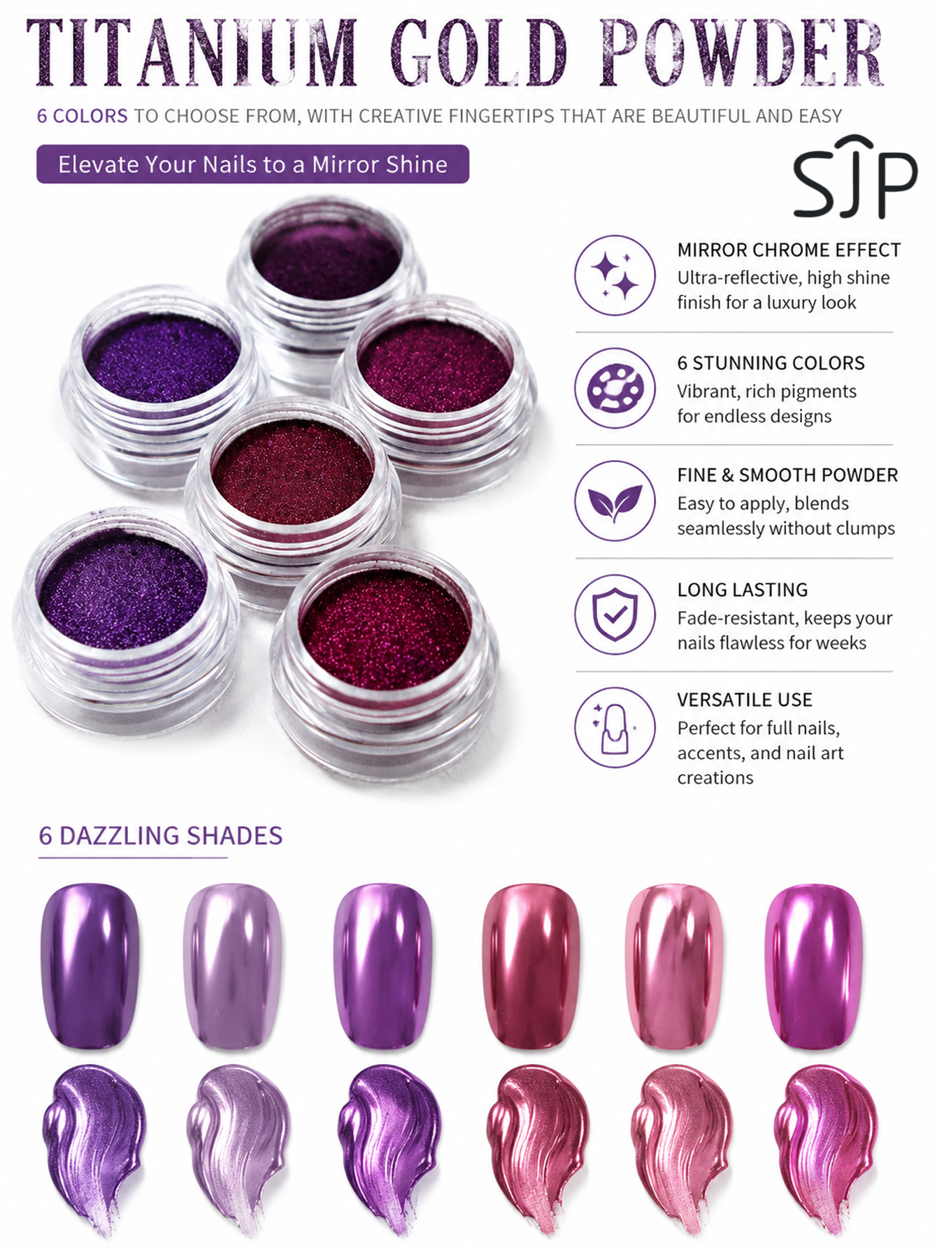 6-piece Electric Purple Series - Resin Glitter Pack recension och pris