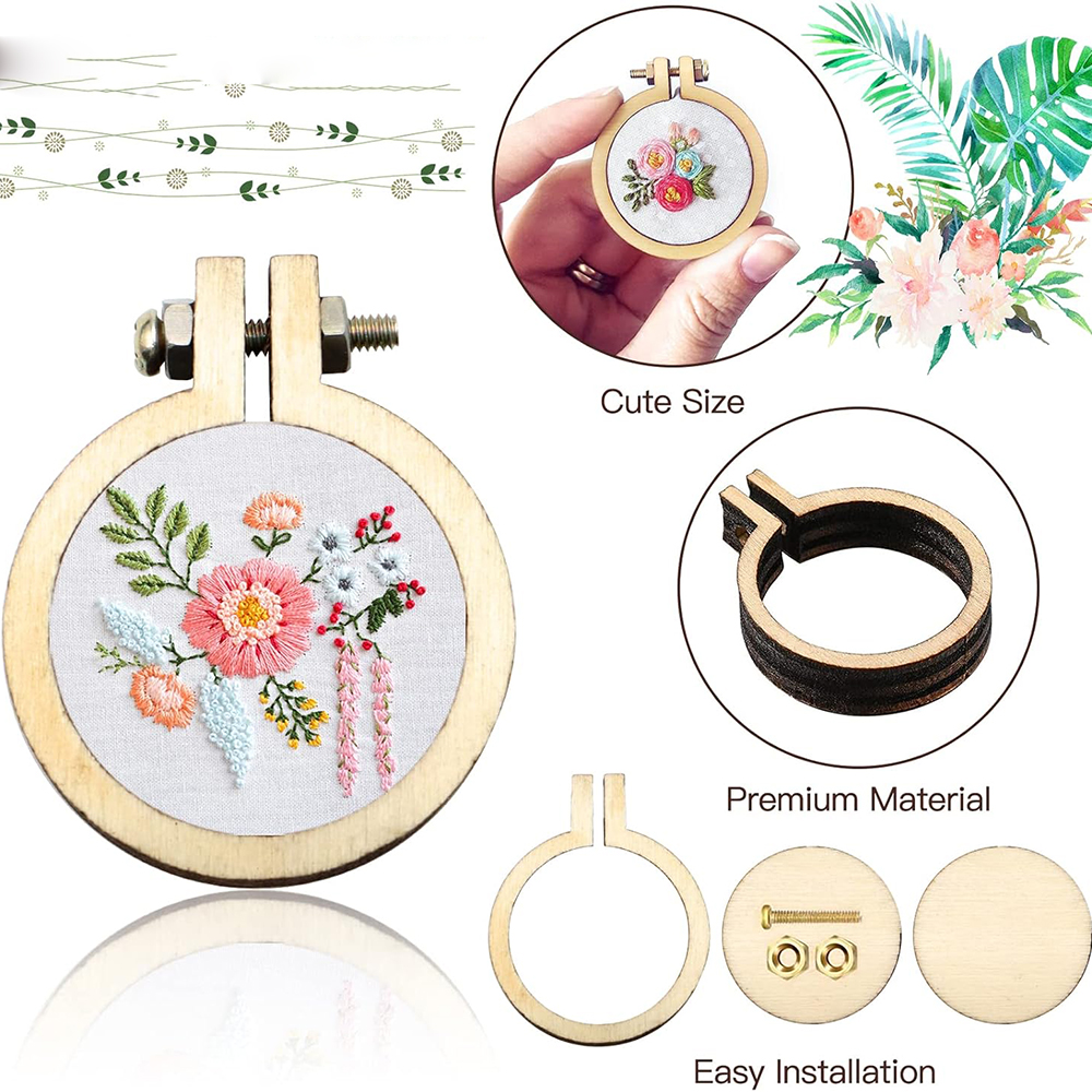 10Pcs/Set Wooden Mini Embroide - Wood Ring Blank recension och pris