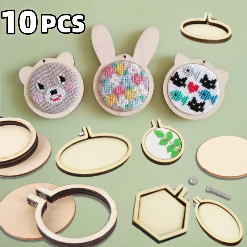 10PCS Mini Embroidery Hoop Woo - Wood Ring Blank recension och pris