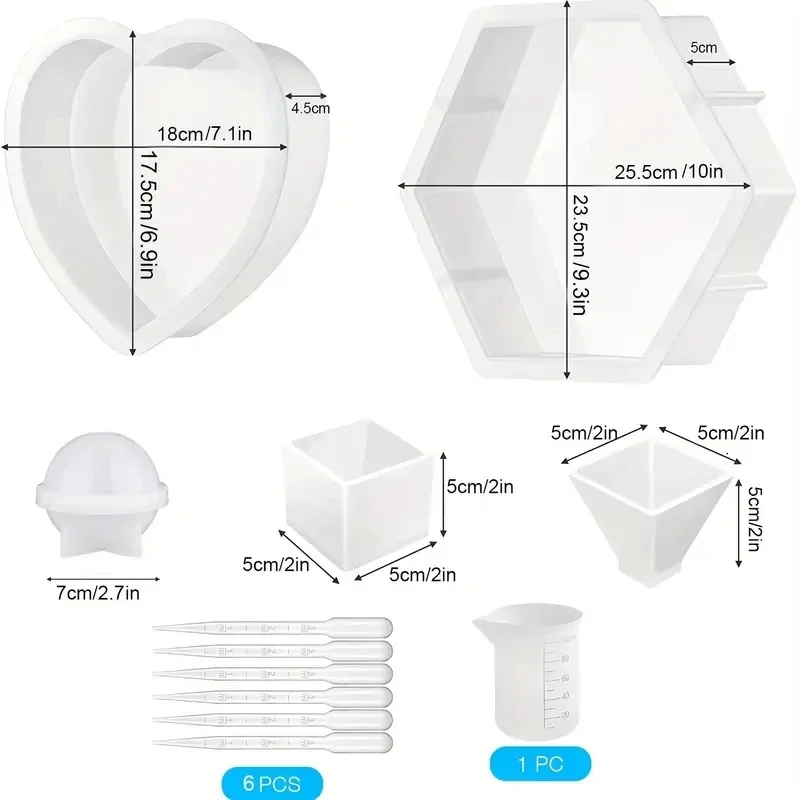 3/7pc Large Silicone Resin Mol - Flower Preservation Resin recension och pris