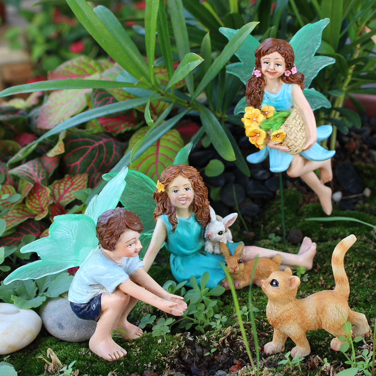 4pc Flower Fairy and Animal Pa - Resin Craft Material recension och pris