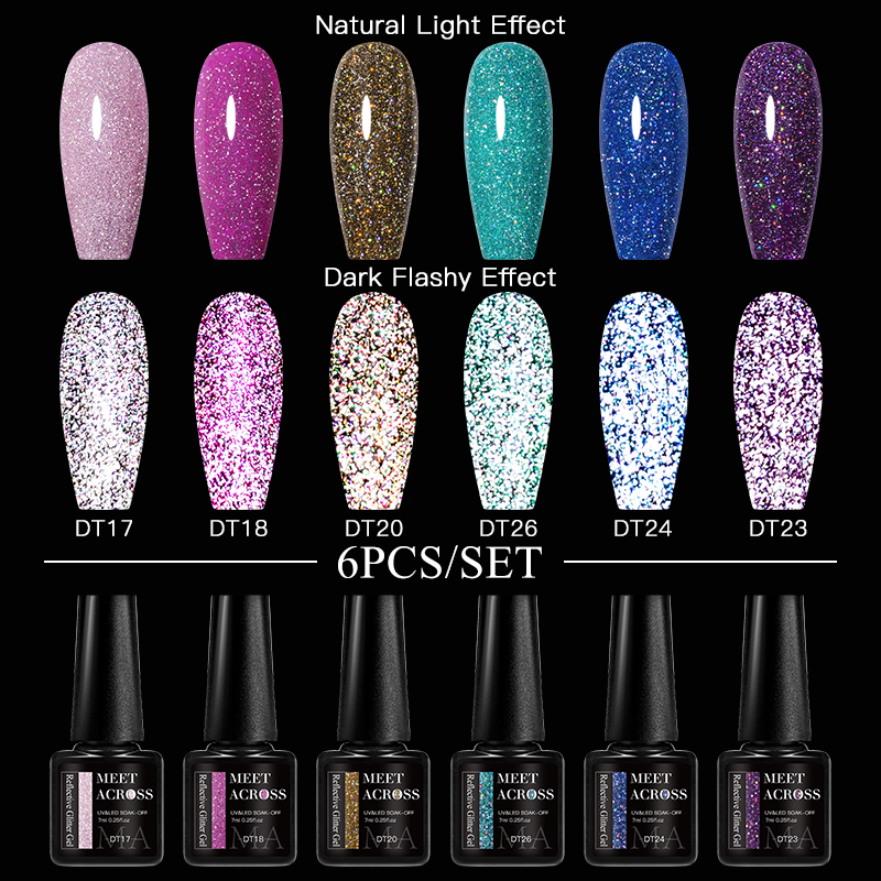 6Pcs Glitter Nail Gel Polish S - Resin Glitter Pack recension och pris