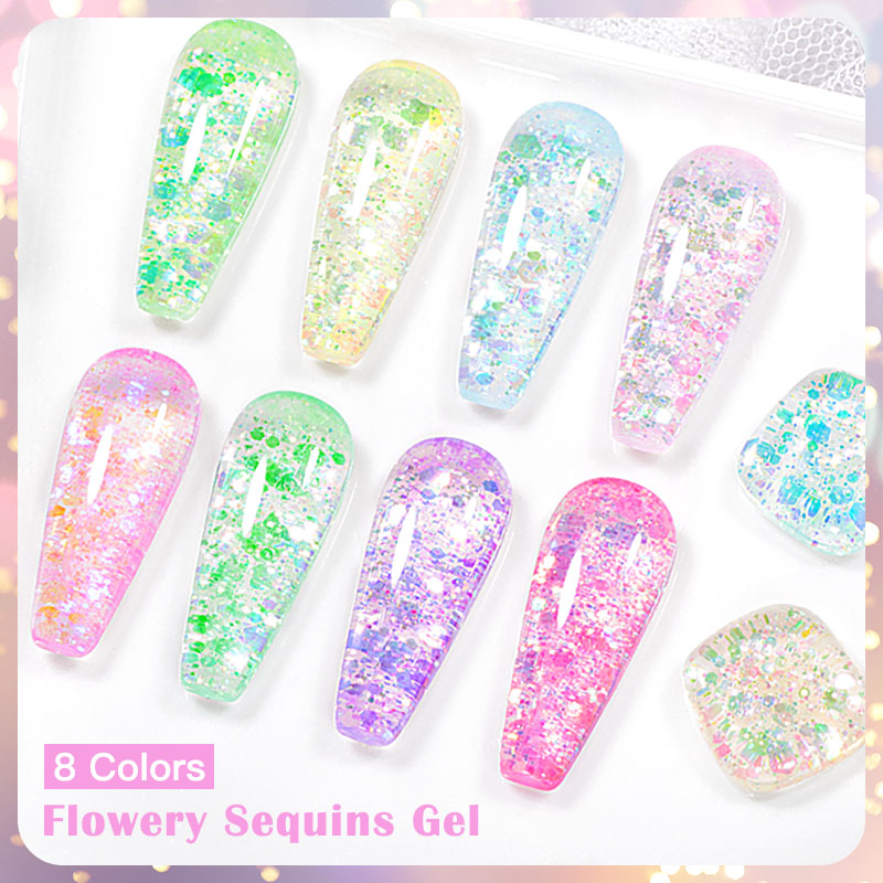 4/8pcs Flowery Sequins Gel Nai - Resin Glitter Pack recension och pris