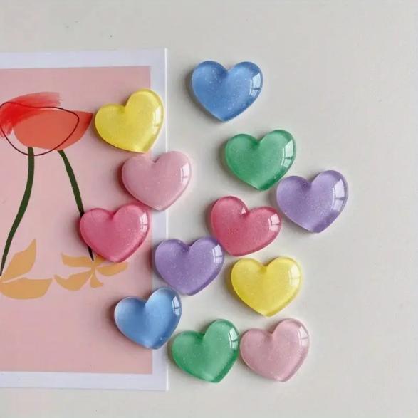 6pcs Colorful Heart Shaped Fri - Resin Glitter Pack recension och pris