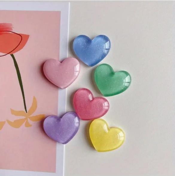 6pcs Colorful Heart Shaped Fri - Resin Glitter Pack recension och pris