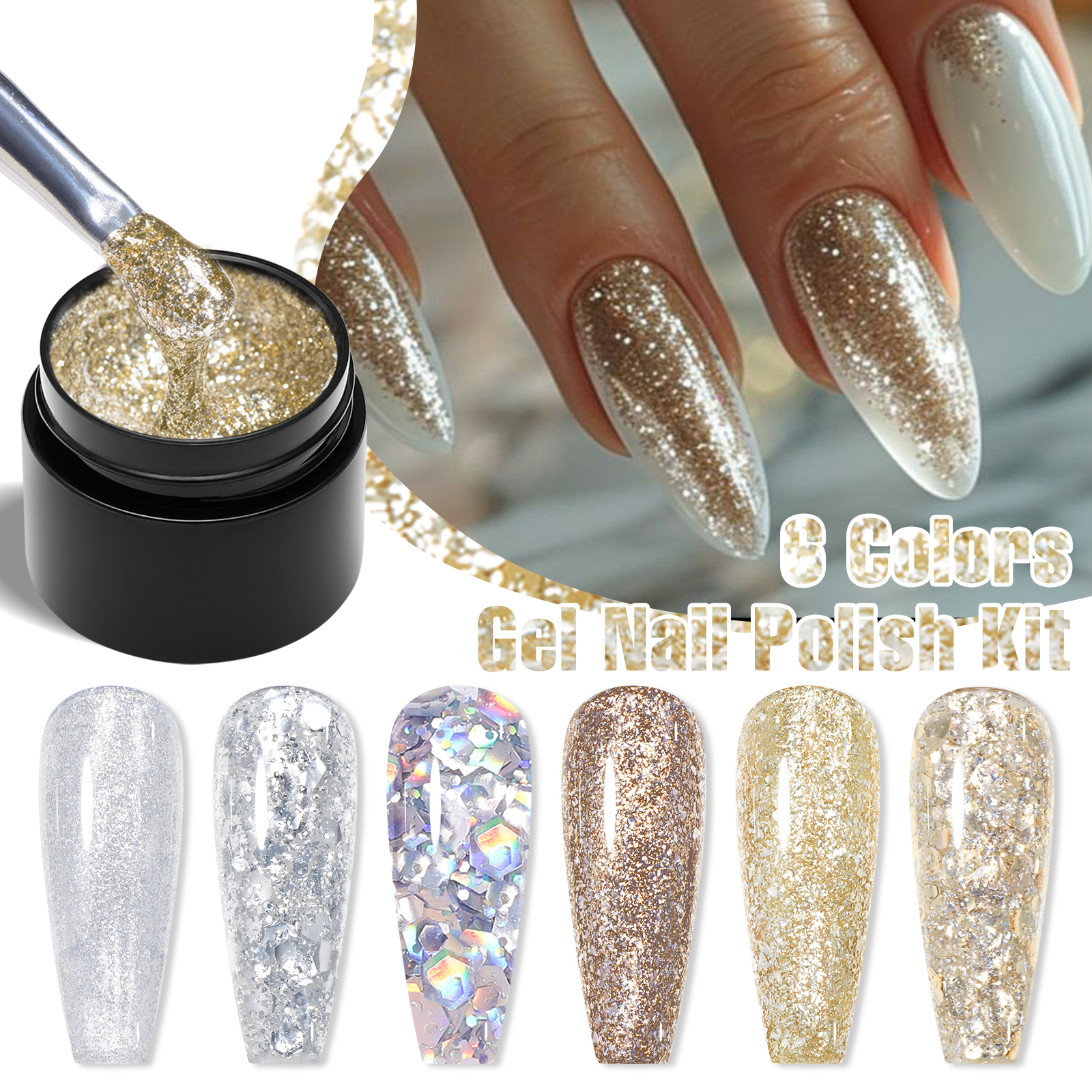 7PCS/SET Glitter Nail Polish,S - Resin Glitter Pack recension och pris