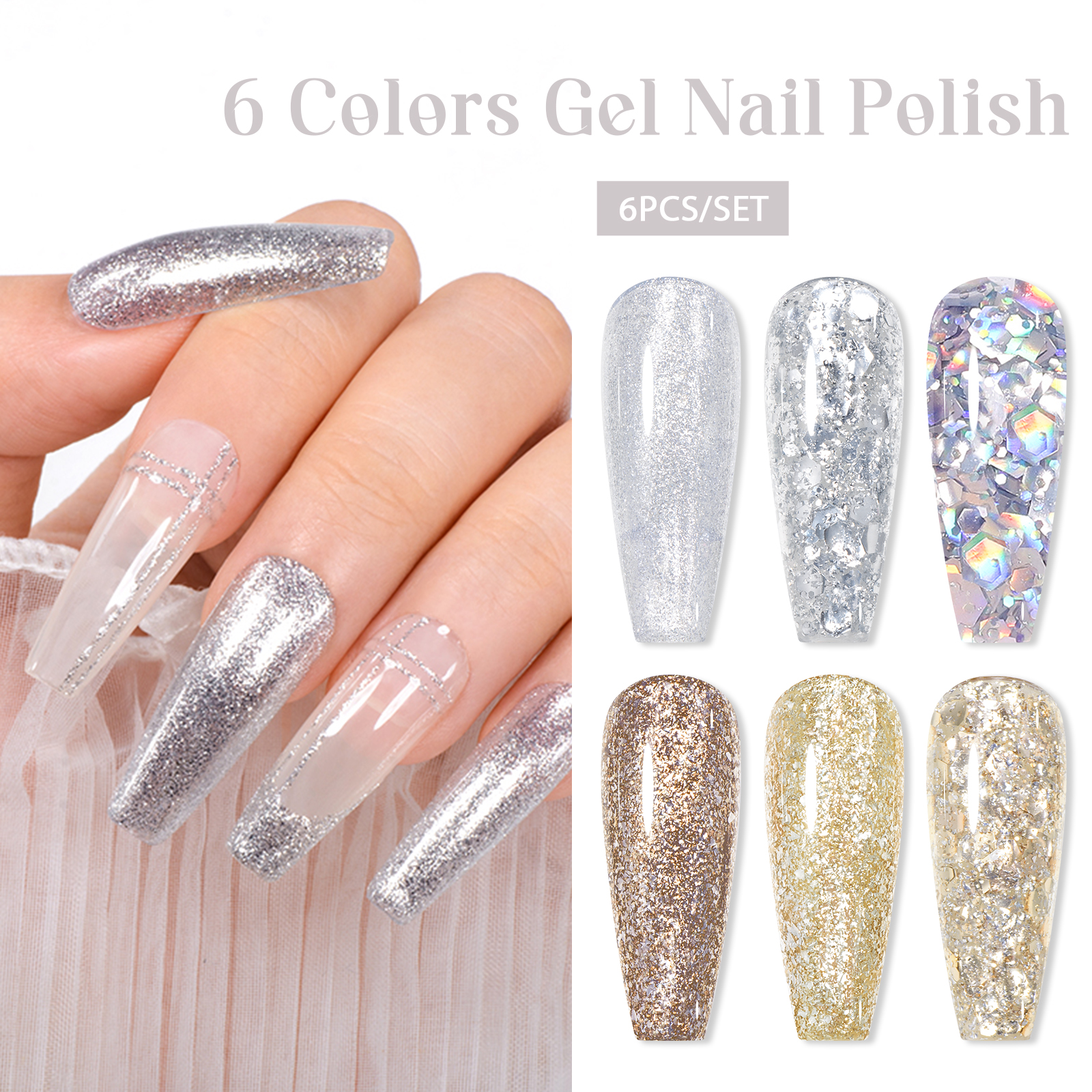7PCS/SET Glitter Nail Polish,S - Resin Glitter Pack recension och pris