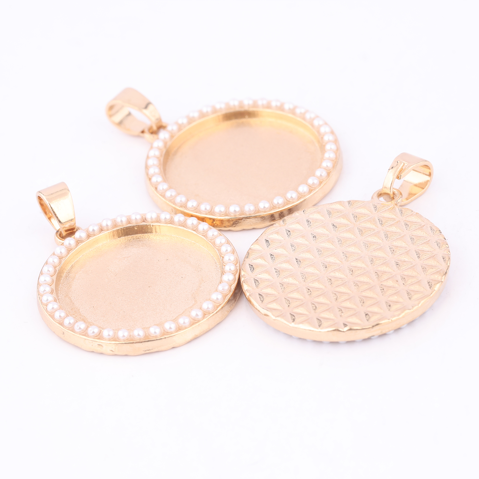 5pcs Kc Gold Pearl Cabochon Ba - Bezels Set Pendant recension och pris