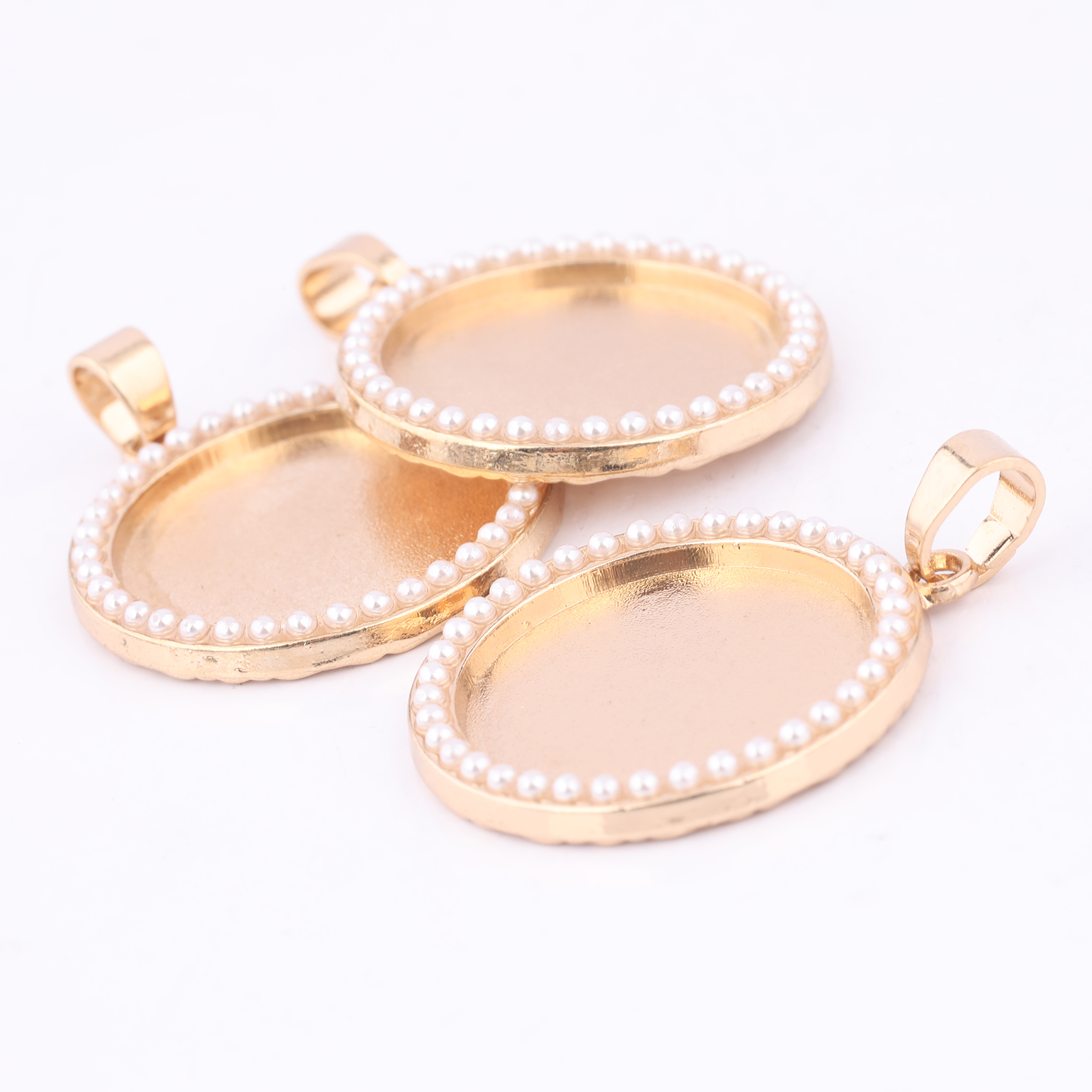 5pcs Kc Gold Pearl Cabochon Ba - Bezels Set Pendant recension och pris