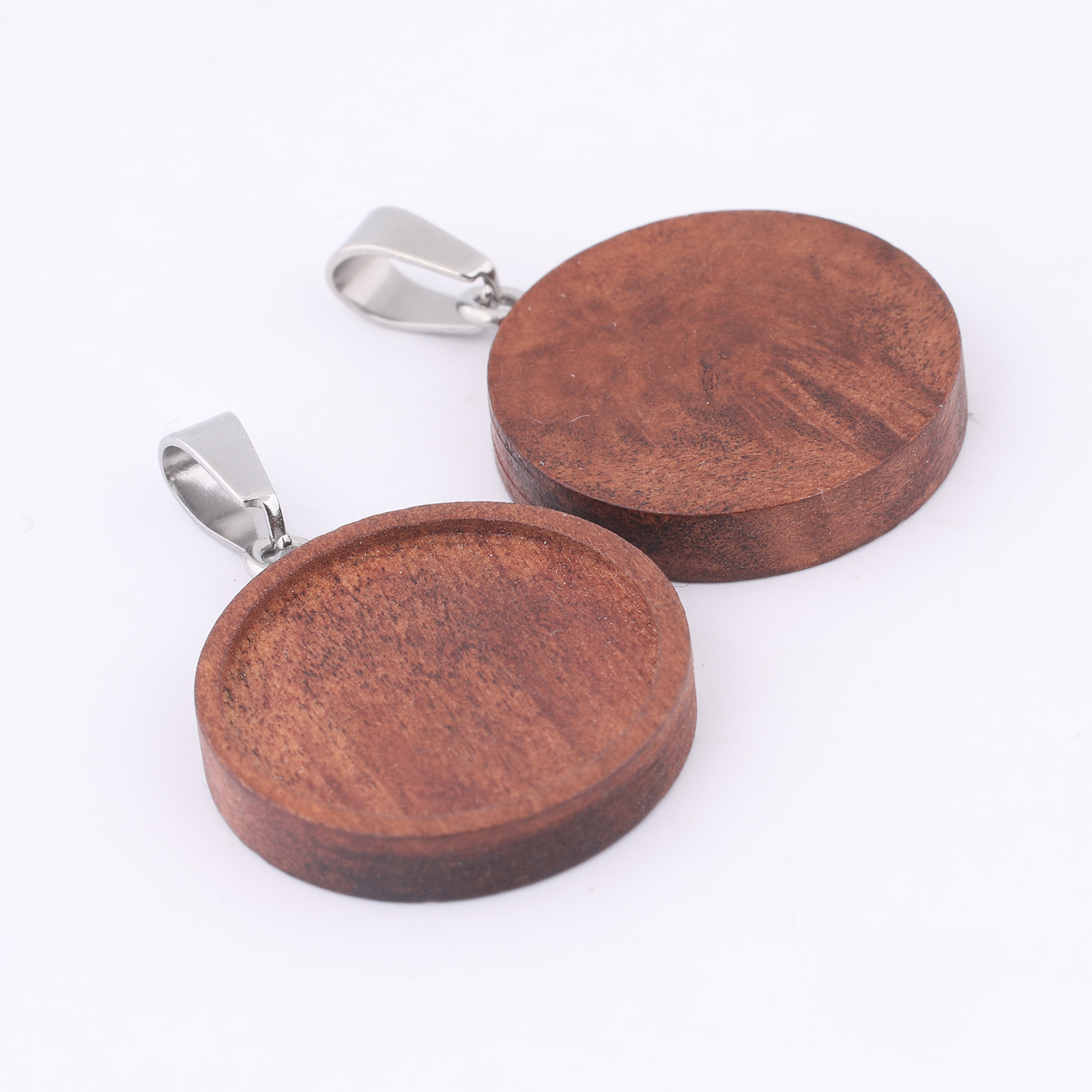 10pcs 20mm Round Wood Cabochon - Bezels Set Pendant recension och pris