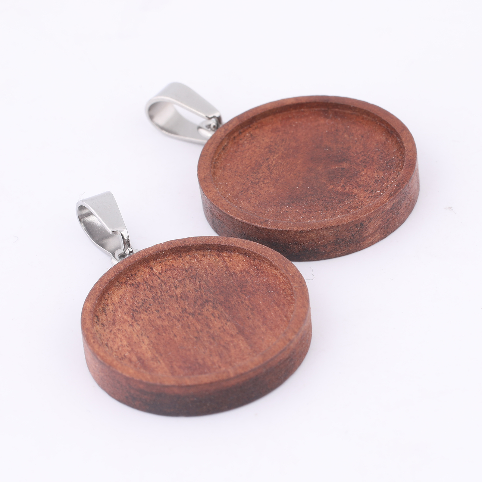 10pcs 20mm Round Wood Cabochon - Bezels Set Pendant recension och pris