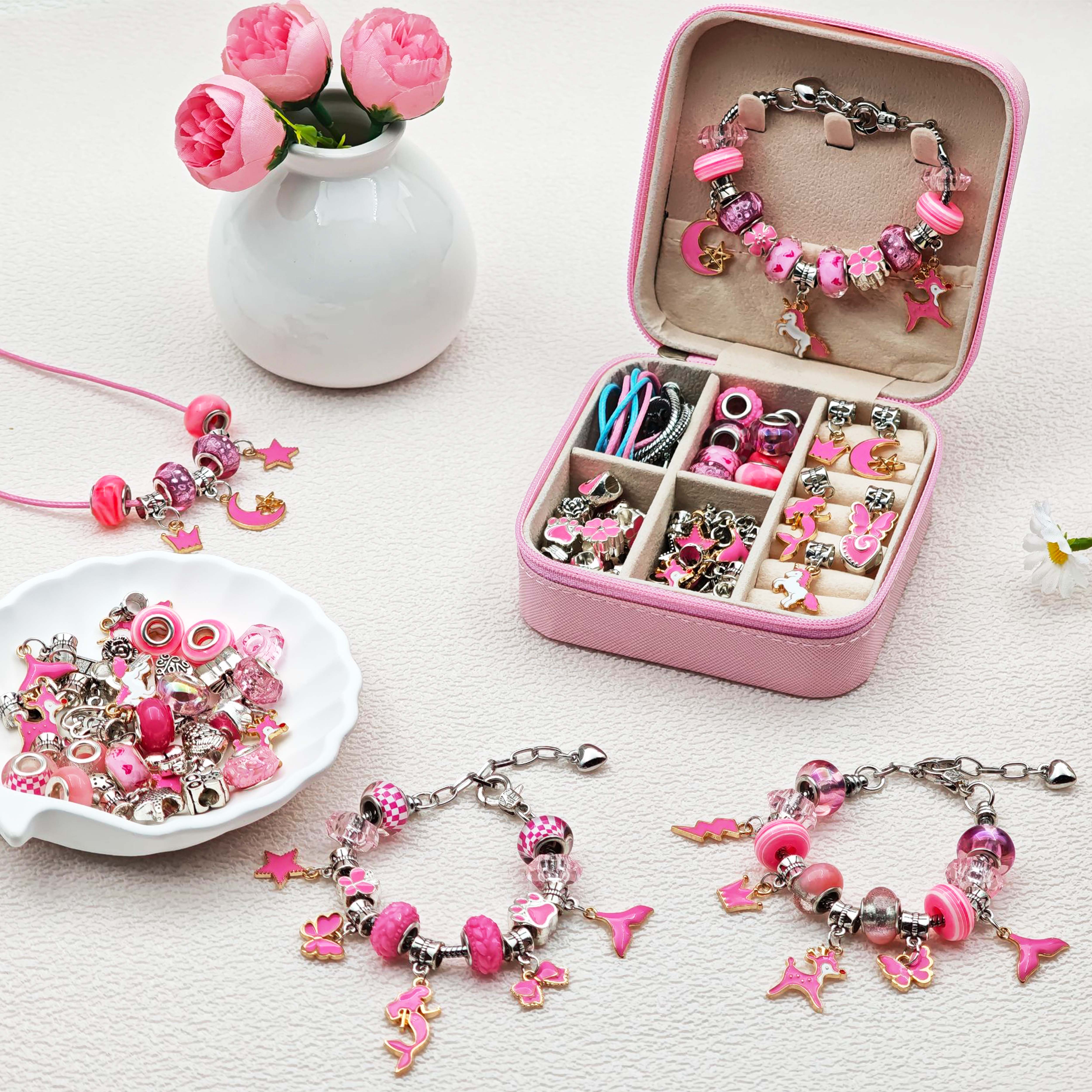68pcs pink beaded jewelry set, - Resin Craft Kit recension och pris