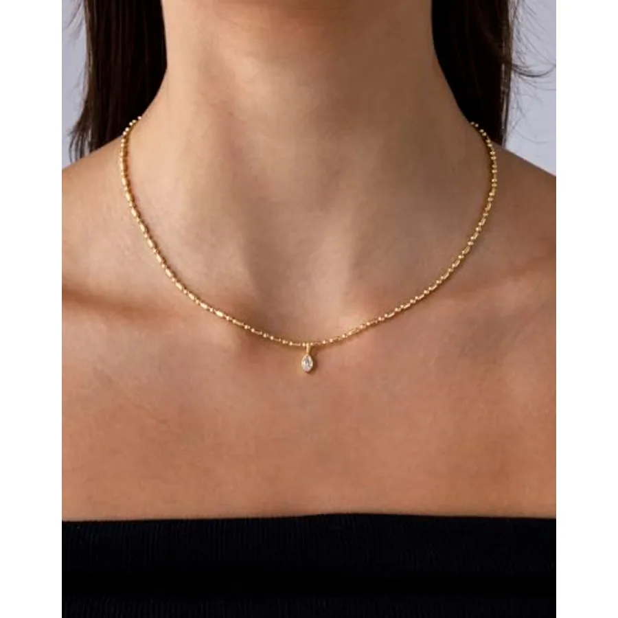 14K Gold Plated Dainty Tube Ba - Bezels Set Pendant recension och pris