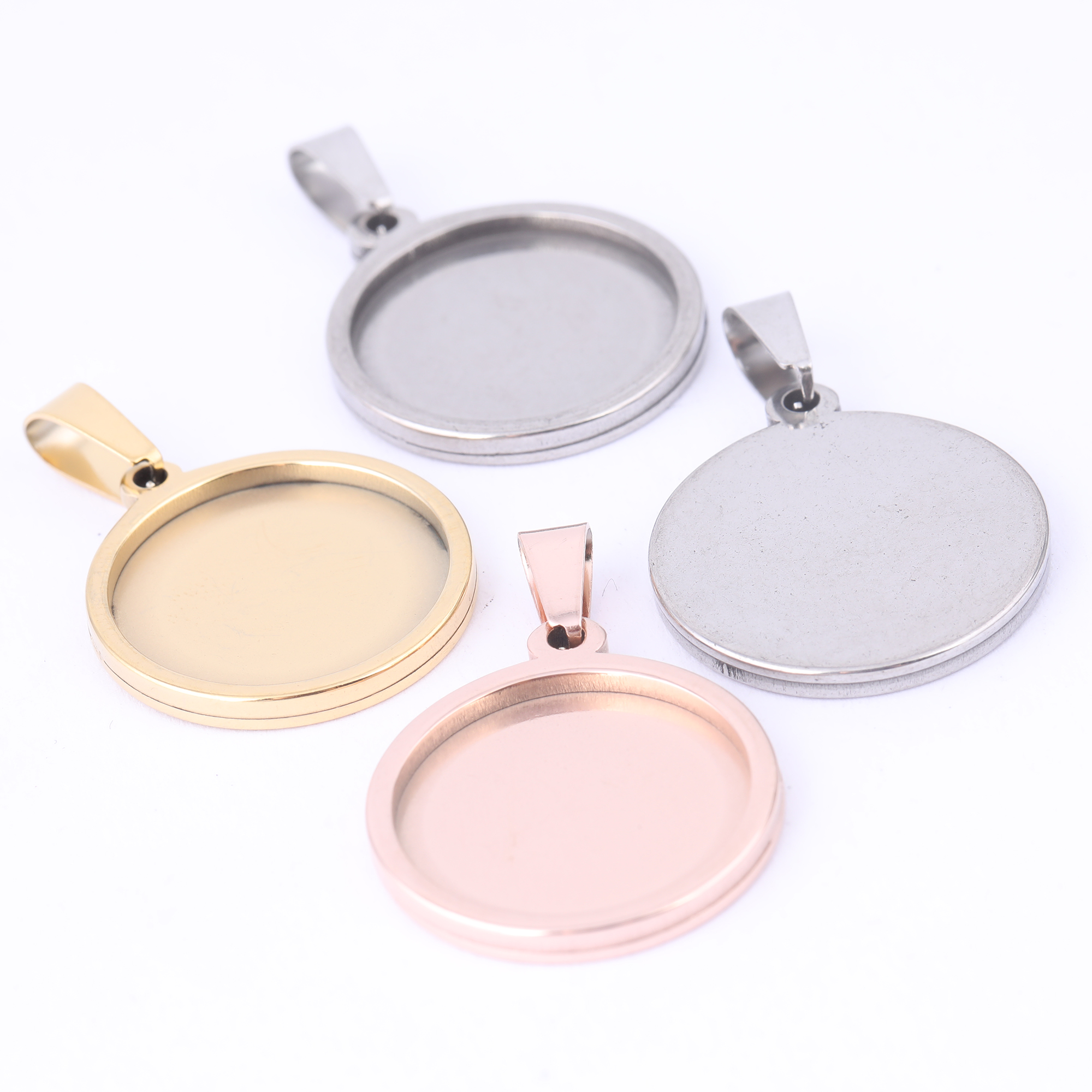 5pcs Stainless Steel 16mm 18mm - Bezels Set Pendant recension och pris